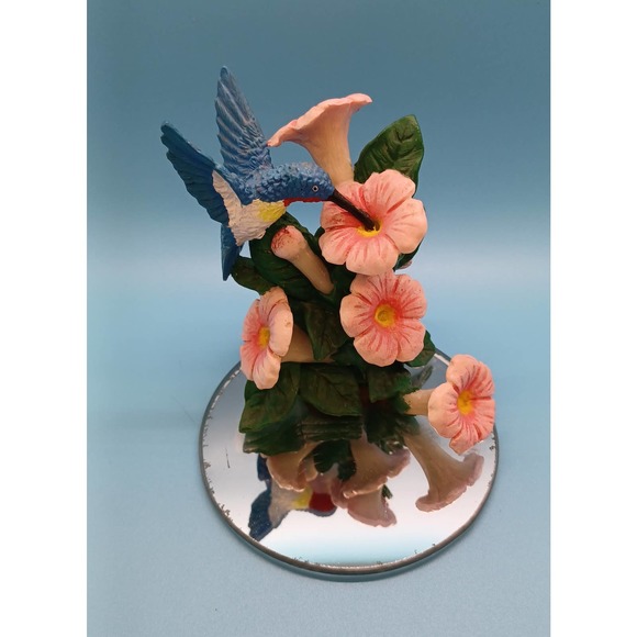 Hummingbird & Flowers on Round Mirror Base - Picture 8 of 10